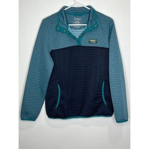 LL Bean Airlight Pullover Womens Medium Colorblock 1/4 Zip Sweater